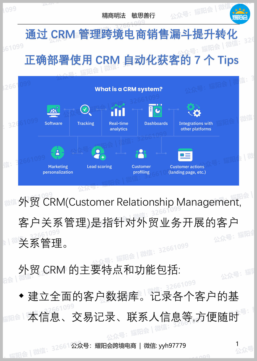 26页，3,844字 | 通过CRM管理跨境电商销售漏斗提升转化， 正确部署使用CRM自动化获客的7个Tips