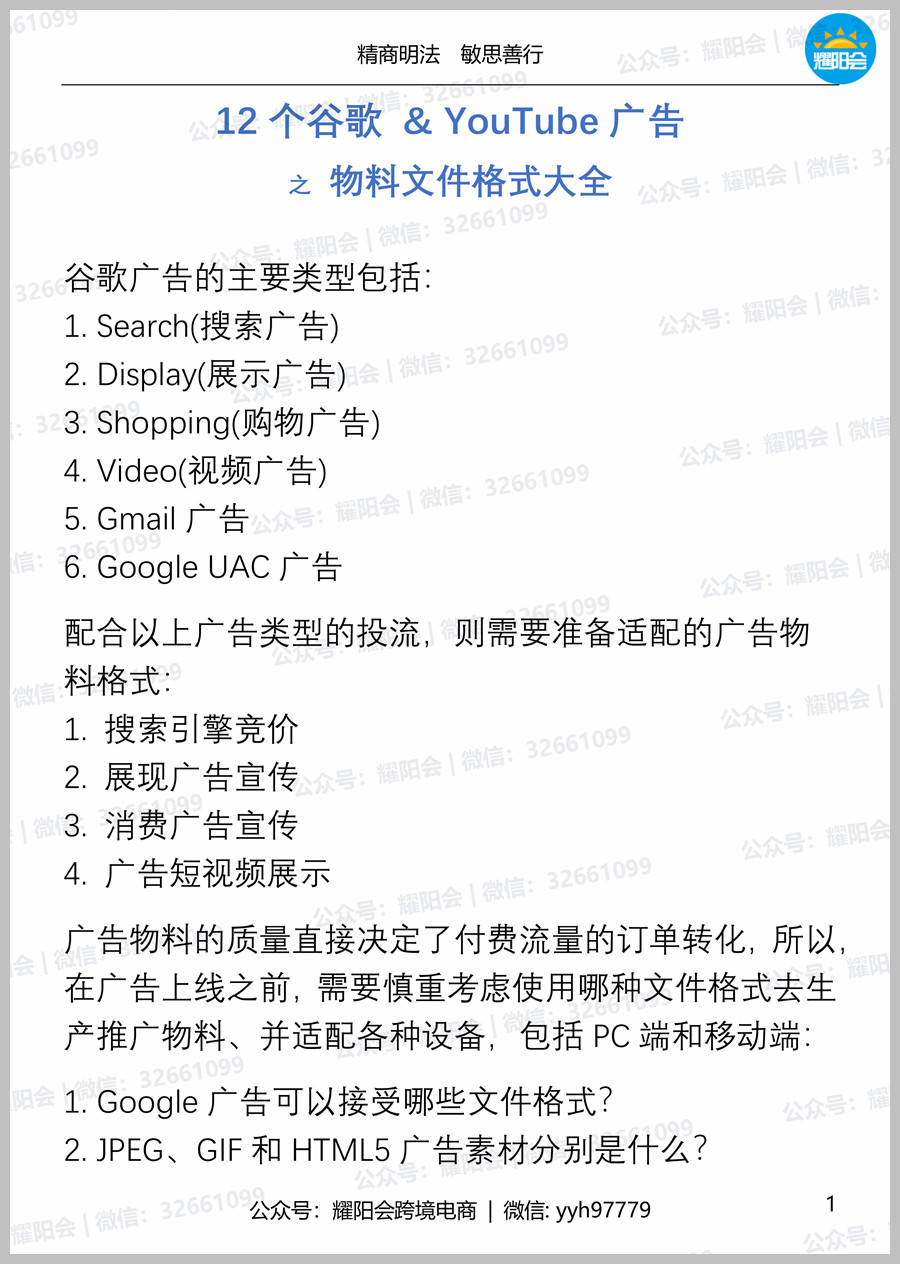 35页 4,625字 | 12个谷歌 & YouTube广告之物料文件格式大全